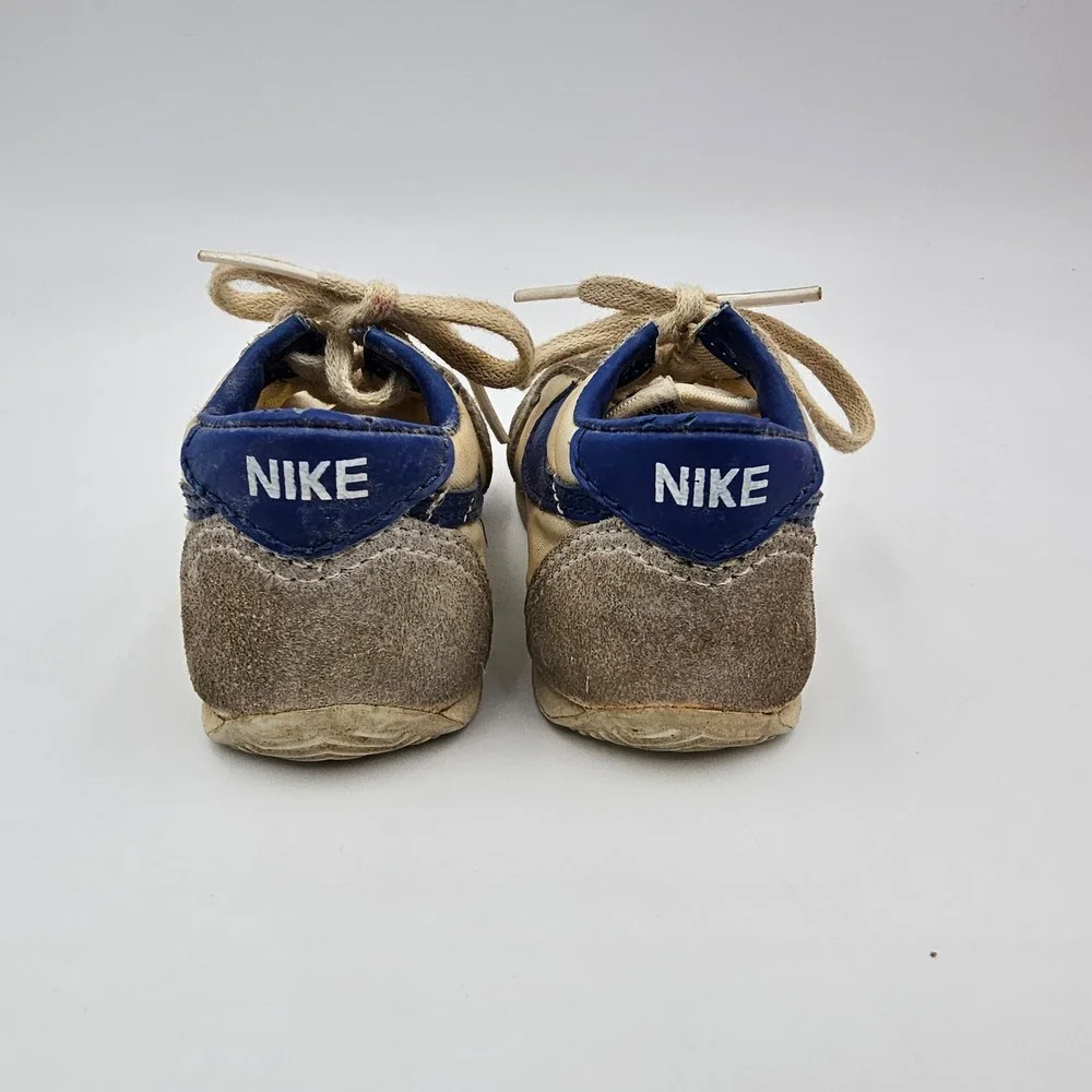 Vintage Nike Lil Nipper Toddler Sneakers Size 4 Tan Blue Suede OG Box 1500 Rare